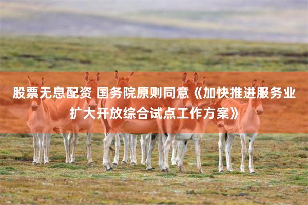 股票无息配资 国务院原则同意《加快推进服务业扩大开放综合试点工作方案》