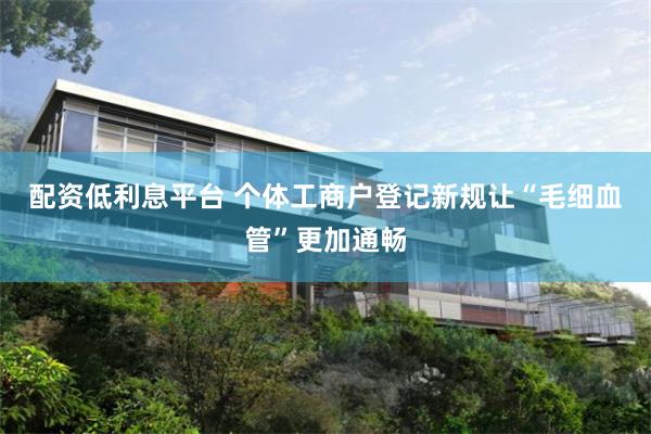 配资低利息平台 个体工商户登记新规让“毛细血管”更加通畅